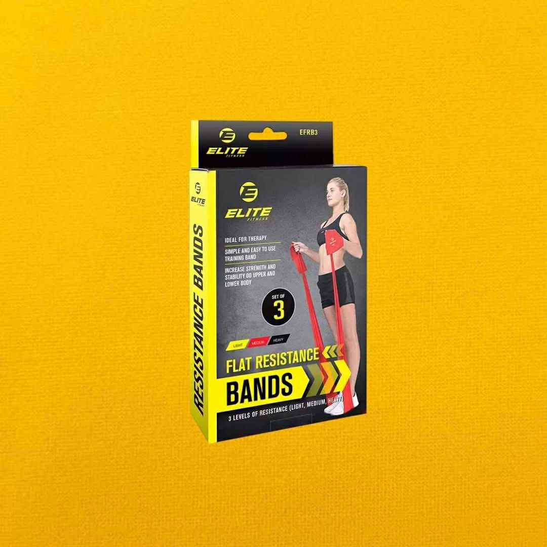 Flat Resistance Bands – Exercise, Workout, Stretching & Therapy Bands (Light to Heavy)