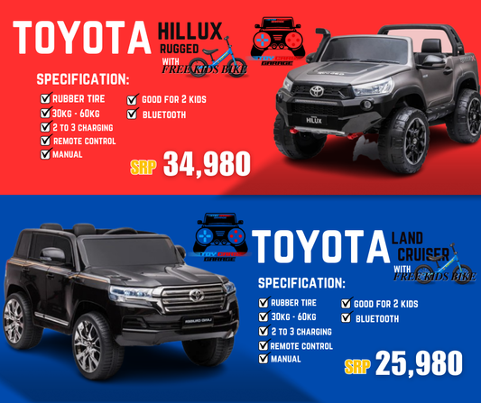 Toyota Hilux Rugged, 4x4 4WD Remote Toy Car- DKHL850 with free bike