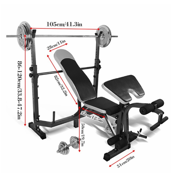 Multi-Function Weightlifting Bench, Barbell Weight All-In-One Bench, Rack , Fitness Equipment