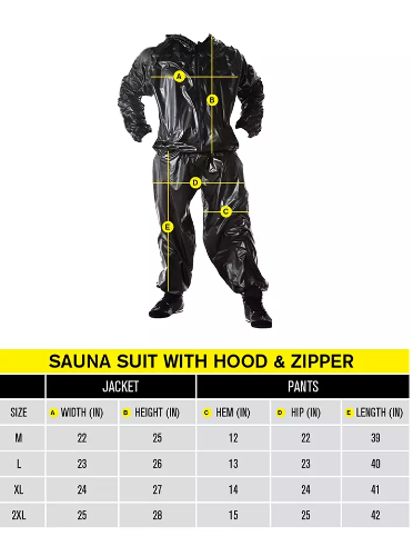 Elite Sauna Suit with Hood & Zipper - Men & Women